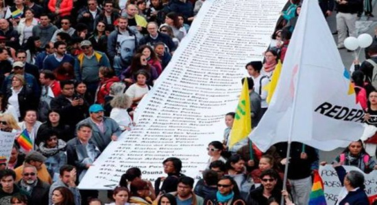 Manifestación en rechazo al asesinato de líderes sociales