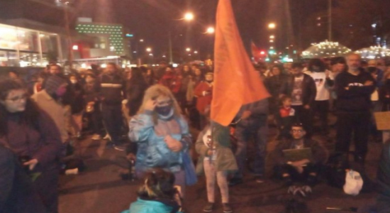 Movilización esta madrugada pasada en Montevideo. 