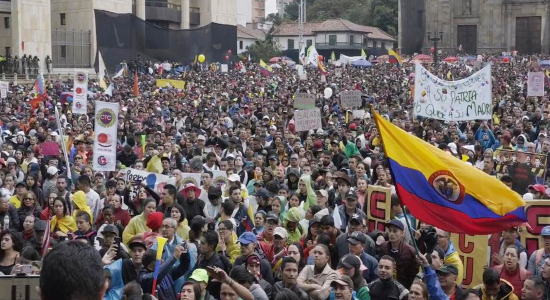 Manifestantes en Bogotá