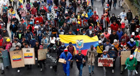 Manifestantes en Ecuador