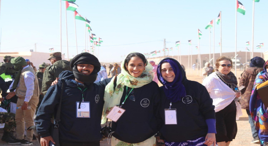 El equipo de SaharawisToday durante el congreso nacional del Frente Polisario