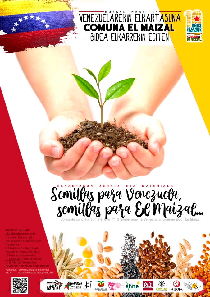 [INTERNACIONALISMO] En marcha campaña "Semillas para Venezuela, semillas para El Maizal" en Euskal Herria