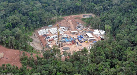 Vista aérea del campo de exploración de gas de Mipaya, dirigido por la empresa Pluspetrol, el 18 de mayo de 2011.