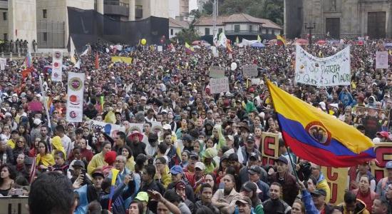 Manifestantes en Bogotá