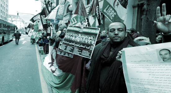 Manifestación saharaui por la liberación de los presos políticos.