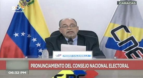 El presidente del Consejo Nacional Electoral (CNE) venezolano, Pedro Calzadilla